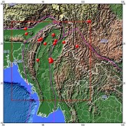 2012年11月11缅甸7.0级地震图集_震中周边（10°×10°）过去1年5级以上地震分布图