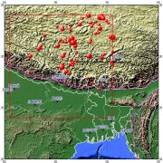 08月03日西藏自治区日喀则地区吉隆M5.0级地震应急数据产品综合图集_震中周边（10°×10°）过去1年3级以上地震分布图