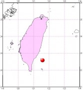 2015年02月14日台湾台东县附近海域6.2级地震图集_震中在局部地图中的位置