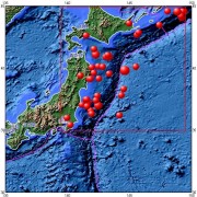 02月17日日本本州东海岸附近海域7.1级地震应急数据产品综合图集_震中周边（10°×10°）过去1年5级以上地震分布图