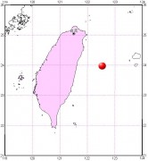 04月20日台湾花莲县附近海域6.4级地震图集_震中在局部地图中的位置