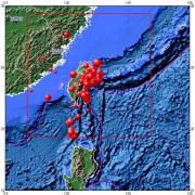 9月16日台湾宜兰县附近海域5.7级地震应急数据产品综合图集_震中周边（10°×10°）过去1年3级以上地震分布图